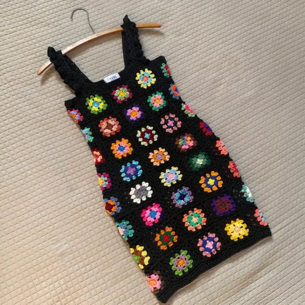 Colorful Crochet Patterned Dress